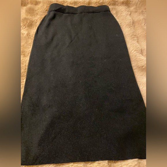 PRINGLE OF SCOTLAND X H&M BLACK WHITE LOGO FAUX WRAP KNIT MIDI SKIRT - S - Picture 3 of 6